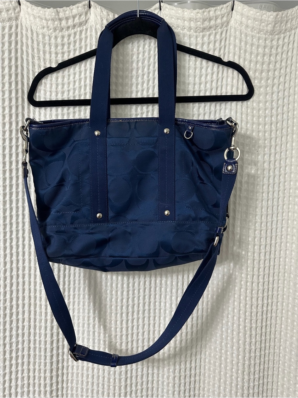 Y2K Coach Navy Tote Bag with Detachable Strap